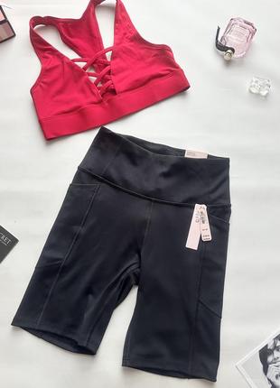 Комплект для спорту топ шорти велосипедки victoria’s secret вікторія секрет виктория сикрет