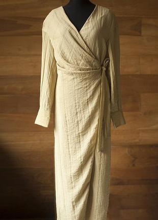 Жіноча оливкова сукня на запах міді жіноча zara, розмір s