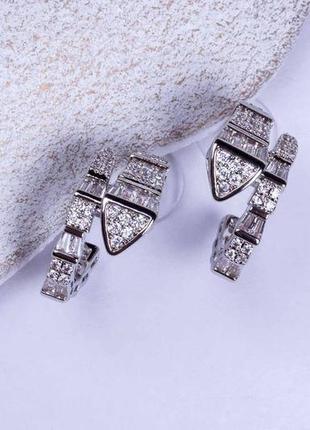 Сережки змія булга  , сріблясті сережки напівкільця