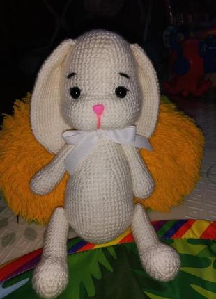 Іграшка мяка в'язана "зайка"