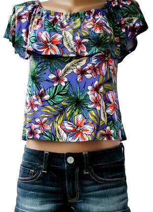 Брендовая вискозная блузка "atmosphere" с цветочным принтом. размер uk8/eur36(s).