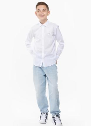 Рубашка однотонная хлопок на рост от 110 до 140