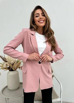 Женский пиджак на подкладке на пуговице стильный, элегантный базовый, офисный жакет кардиган с карманами