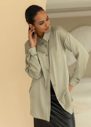 Женская длинная рубашка фисташковая с полукруглым низом