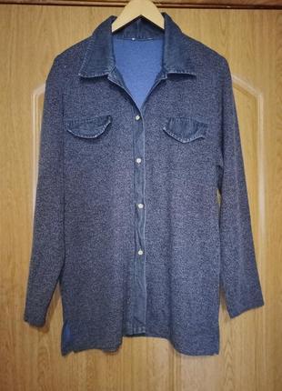 Трикотажная рубашка под джинс,мелкая букле,50-54разм