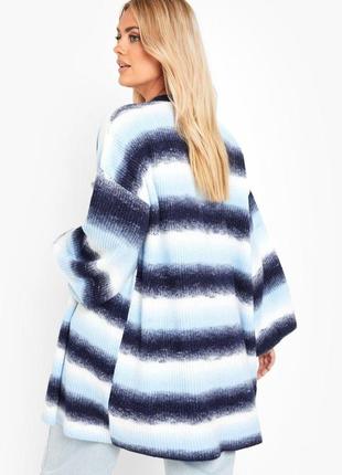 Стильный, красивый, мягенький, фирменный,кардиган накидка, с широкими рукавами, в полоску,свободный, оверсайз