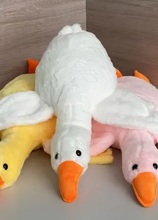 Мягкая игрушка с пледом внутри, гусь обнимашка 90 см