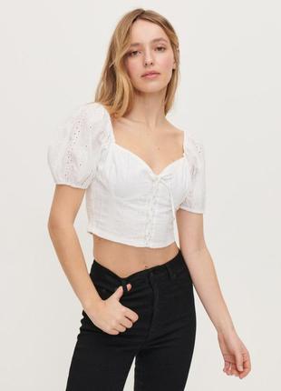 Топ корсетный белый прошва