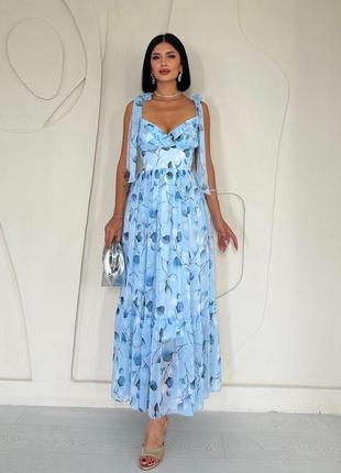 Платье-клеш в растительный принт