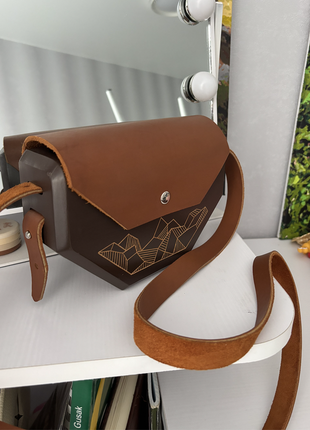 Ексклюзивна сумка-клатч з дерева та шкіри