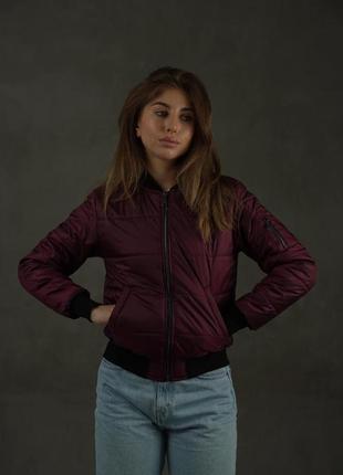 Бомбер жіночий   стьобаний куртка плащівка без капюшона весна осінь
