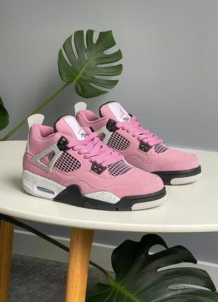 Шикарные женские кроссовки nike air jordan 4 retro orchid розовые