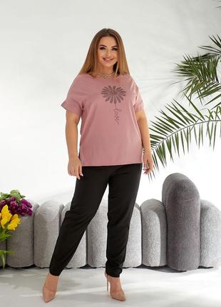 Женский костюм блузка и брюки до 62 размера