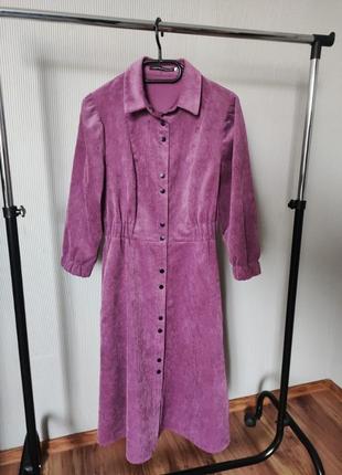 Платье мелкая полоска вельвет