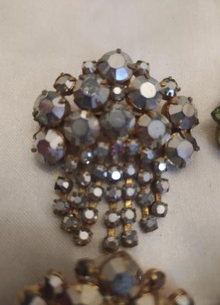 Брошь винтаж времён ссср, чешское стекло.