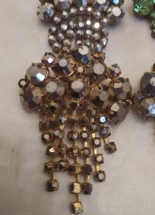 Брошь винтаж времён ссср, чешское стекло.