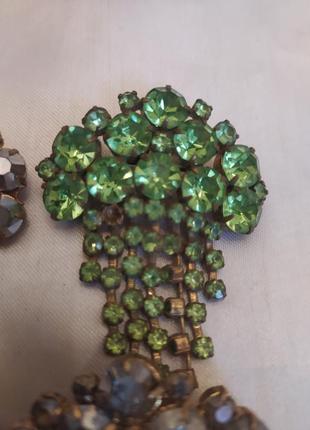 Брошь винтаж времён ссср, чешское стекло.
