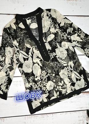 1+1=3 фірмова чорна шовкова блуза блузка в принт zara, розмір 44 - 46