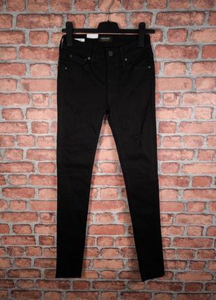 Джинсы xxs 26-27 с рваными коленями стрейч slim fit jack and jones