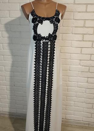 Платье макси декорировано кружевной вышивкой, boohoo, m-l.