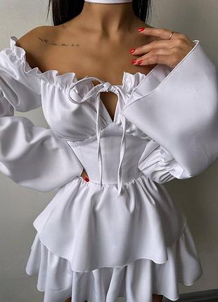 ❗ексклюзив❗сукня святкова бюстьє з пишною подвійною спідницею з оборками та шнурівкою на спині