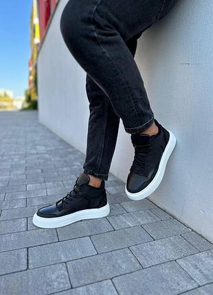 Ботинки мужские кожаные черные демисезонные3 фото