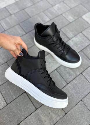 Ботинки мужские кожаные черные демисезонные5 фото