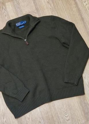 Вінтажний світер polo ralph lauren 1/3 zip lambs wool