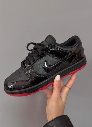 Крутые женские кроссовки nike sb dunk low black red lacquer premium чёрные лакированные