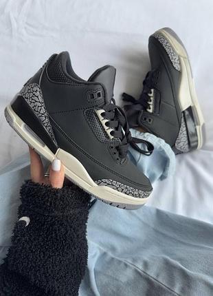 Кросівки nike leather air jordan retro 3 “off noir black” premium