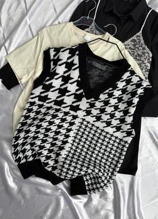 Over size жилет жилетка чорно біла primark