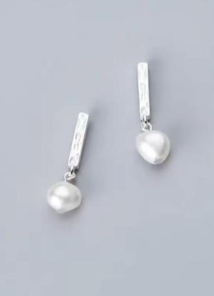 Серебряные серьги 925 с натуральными жемчугом