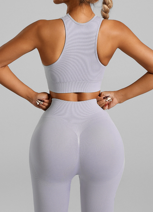 Фитнес костюм, комплект для зала, фитнес с пуш-ап эффектом, комплект для тренировок серый