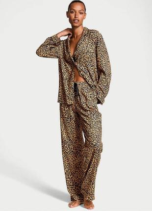 Пижама виктория секрет flannel long pajama set safari gold leopard