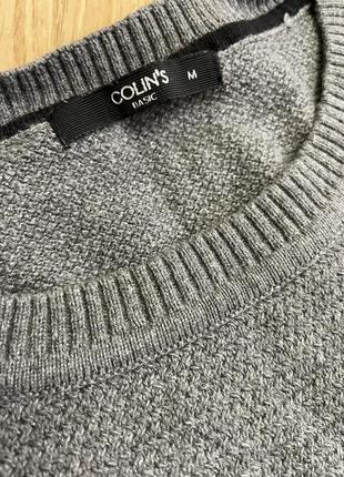 Свитер мужской серый кофта colin's 100% хлопок