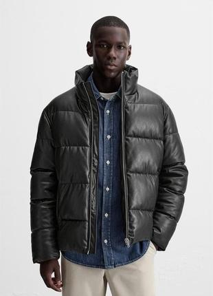 •leather effect puffer Man jacket куртка