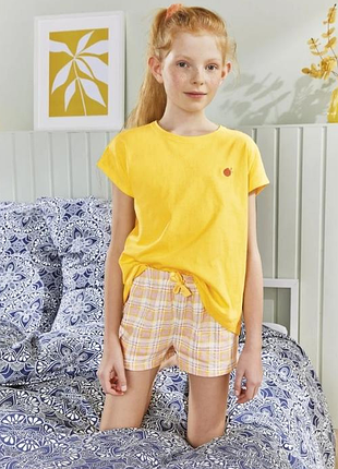 Пижама для девочки домашний костюм футболка и шорты pepperts 158/164 см желтый