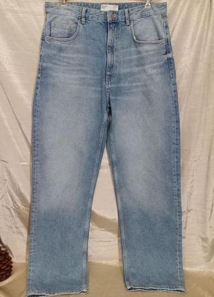 Джинсы широкие багги bershka baggy jeans цвет светло-синий! см. все фото.