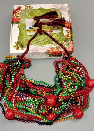 Изысканное украинское гуцульское ожерелье ручной работы из натурального дерева в подарочной коробке+