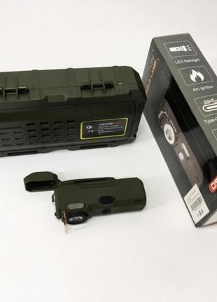 Фонарик-зажигалка армейская multifunctional d51-cob, зажигалка на подарок в упаковке. цвет: зеленый, черный, желтый