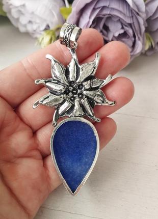 Знижка! едельвейс 💙сапфир 💙драгоценный кулон серебро3 фото