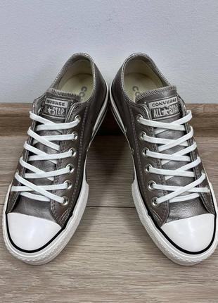Converse chuck taylor all star оригінал шкіряні конверси кросівки кеди хайтопи на масивній підошві металік 35 35.5 36
