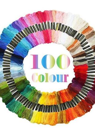 Мулине набор 100 шт, разные цвета, нитки для вышивания