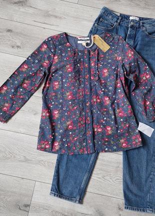 Котоновая блуза, свободного кроя в бохо, кантри, этно стиле в цветочный принт wear me with love..(размер 10-12)