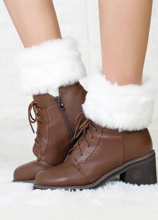 Гетри молочні наче хутро верху ботинок 5817 мех для зимового взуття пухнасте зверху