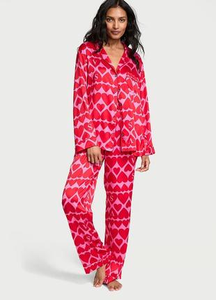 Піжама victoria's secret satin glazed satin long pajama set new