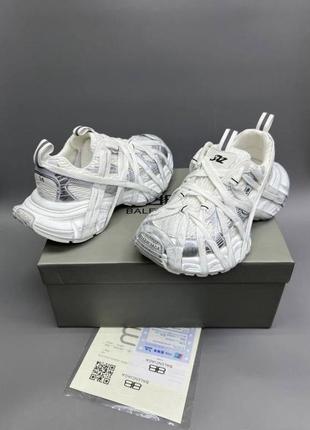 Кроссовки 3xl паутина из шнурков белые с серебром