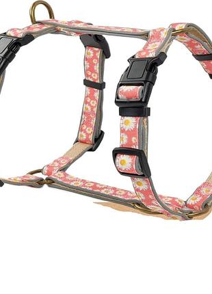 Шлейка для собаки pettsie светоотражающая, 4 регулируемых ремня,  2 зажима для поводка размер m