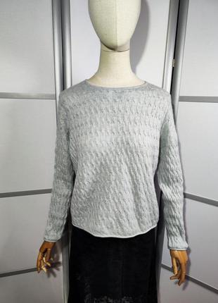 Cashmere collection невероятный серый свитер вязки косы, кашемир шерсть мериноса