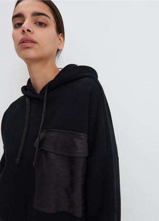 Черное худи удлиненное в стиле zara 6